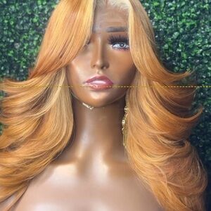 Golden orange closure wig
